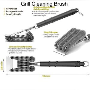 Grill Cleaning Brush NIP Firm Rust Proof/Bristles/Strong Handle/Tough Scrapper